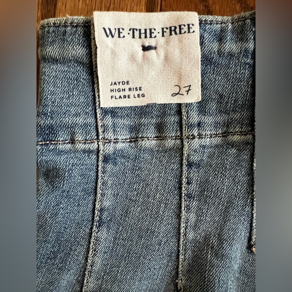 We the Free Jayde High Rise Flare Leg Denim Jeans Mermaid Blue NWT Free People - Picture 10 of 10